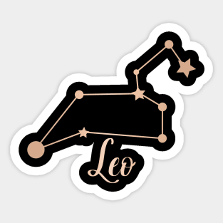 Leo Zodiac Constellation in Rose Gold - Black Sticker